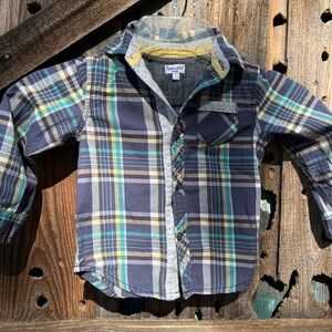 Splendid BABY BOYS GREEN & BLUE PLAID BUTTON DOWN SIZE 18-24 Months